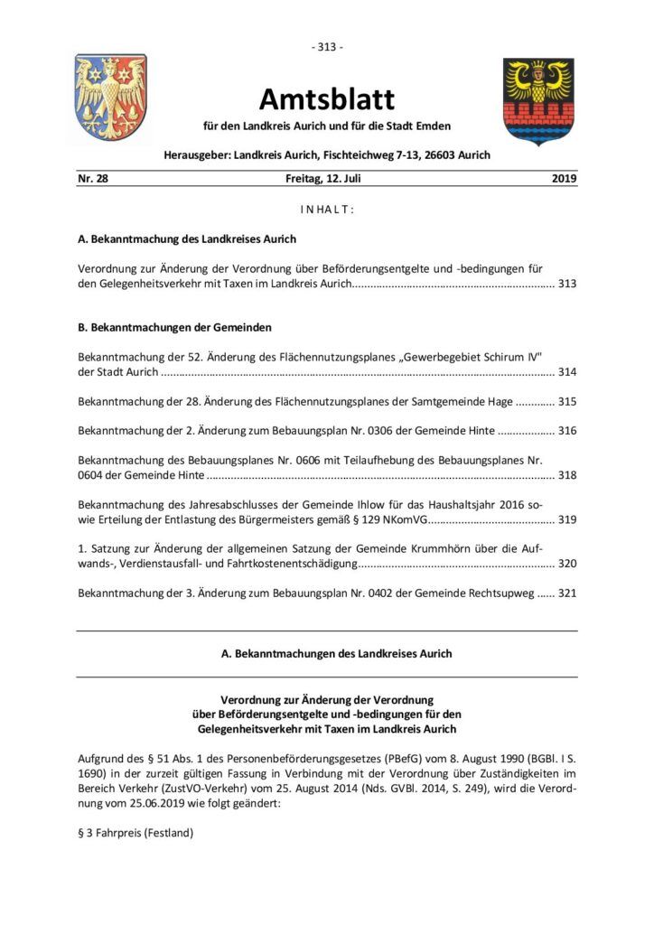 Amtsblatt Nr. 28 vom 12.07.2019