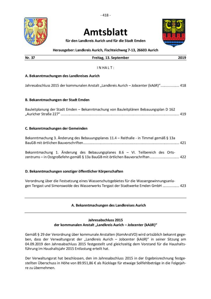 Amtsblatt Nr. 37 vom 13.09.2019