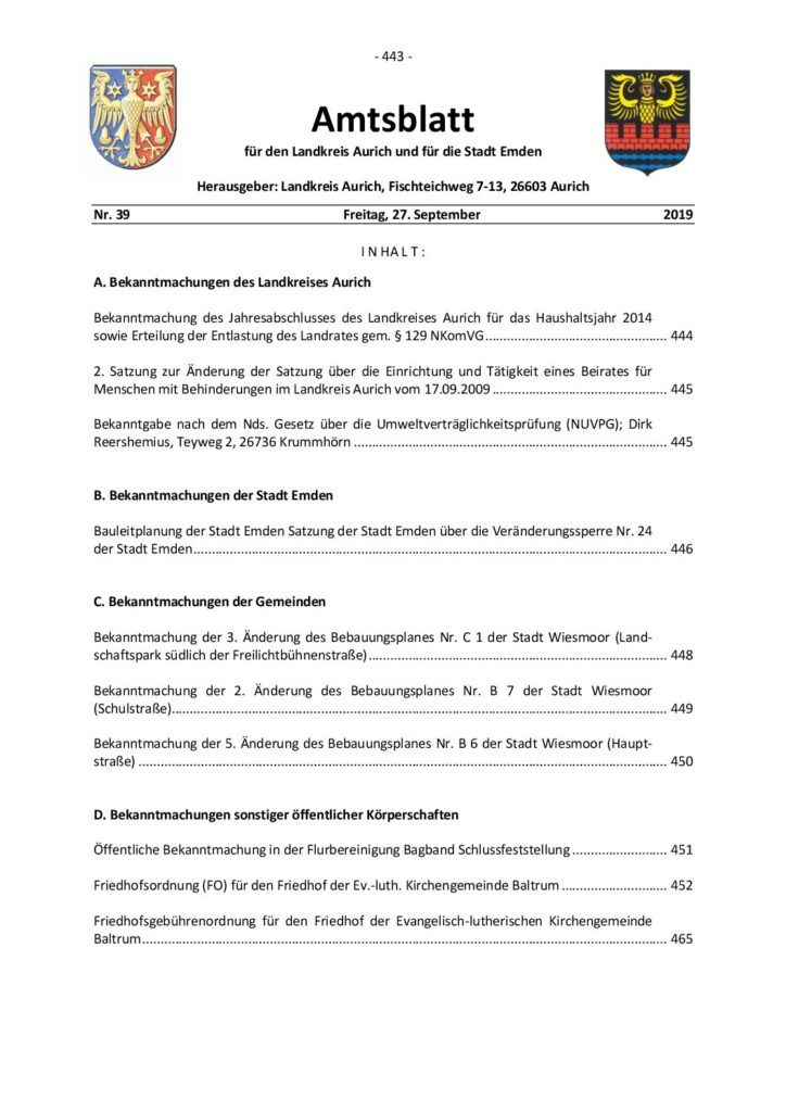 Amtsblatt Nr. 39 vom 27.09.2019