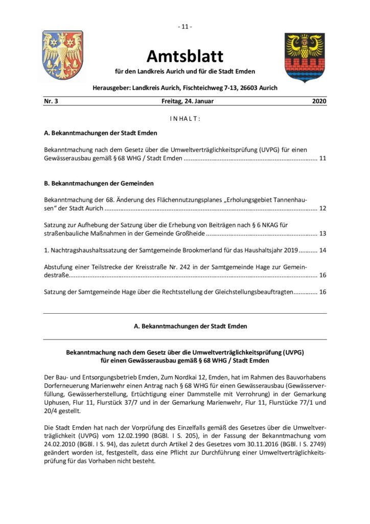 Amtsblatt Nr. 3 vom 24.01.2020