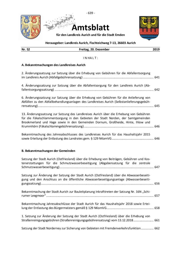 Amtsblatt Nr. 52 vom 20.12.2019