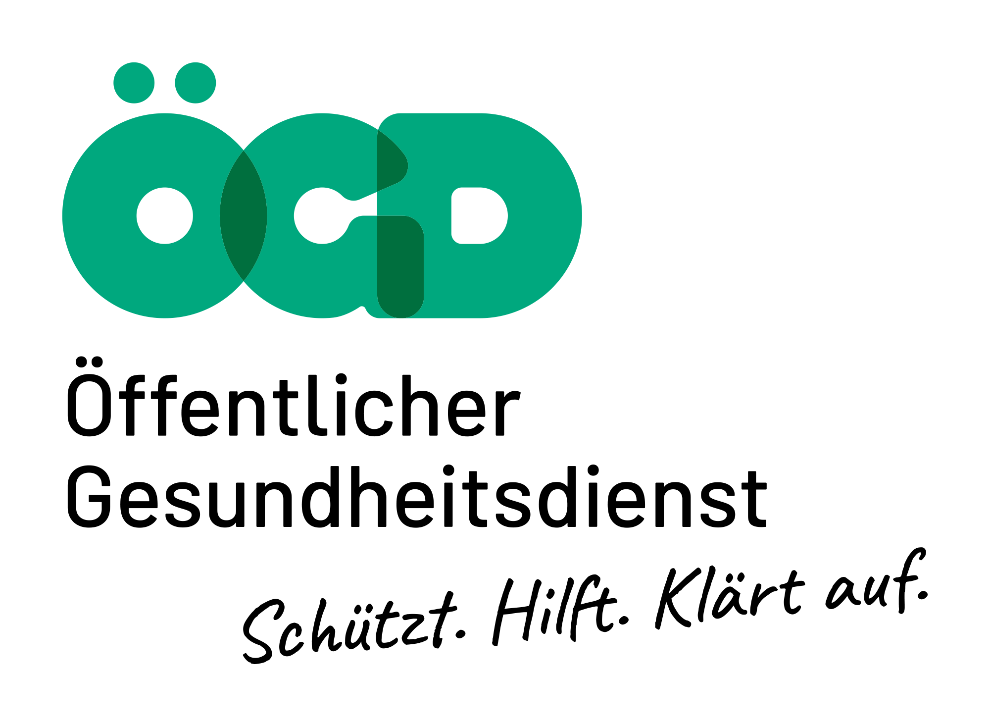 Grünes, stilisiertes Logo mit den Buchstaben „öpd“ auf schwarzem Hintergrund.